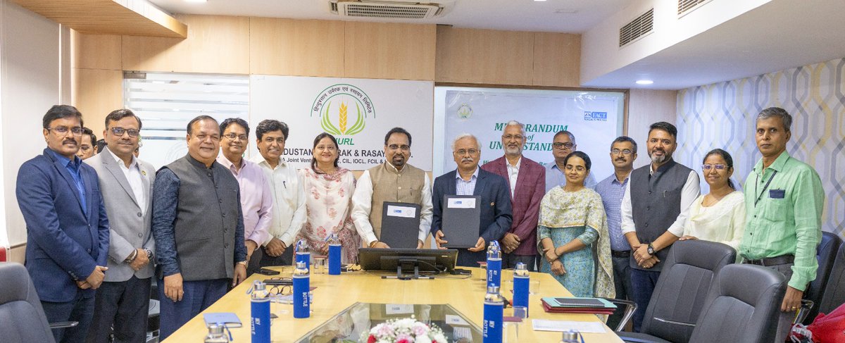 HURL_INDIA's tweet photo. On 7th May 2026, Hindustan Urvarak and Rasayan Limited  entered into a strategic partnership with The Fertilisers and Chemicals Travancore Limited through the signing of an MoU. The agreement was formalized by HURL’s Managing Director Dr. Siba Prasad Mohanty and FACT’s CMD Shri S. Sakthimani, in the presence of senior officials from both organizations.

This collaboration marks a shared commitment to advancing innovative and sustainable fertilizer solutions, in alignment with the vision of PM PRANAM for balanced nutrient management. By leveraging collective strengths, the partnership aims to enhance efficiency, optimize resources, and deliver greater value to India’s farming community.

Together, moving towards a future where sustainability and productivity go hand in hand.

#HURL #FACT #SustainableAgriculture #PMPRANAM #Partnership #FarmersFirst #हरएककामदेशकेनाम