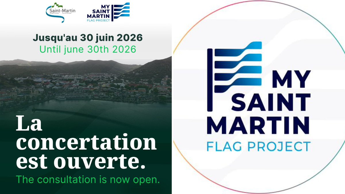 #SaintMartin : La Collectivité ouvre la consultation citoyenne en ligne pour son futur drapeau

➡️outremers360.com/bassin-atlanti…

➡️ La Collectivité de Saint-Martin a annoncé l’ouverture officielle d’une consultation citoyenne en ligne dans le cadre du projet « My Saint-Martin Flag ».