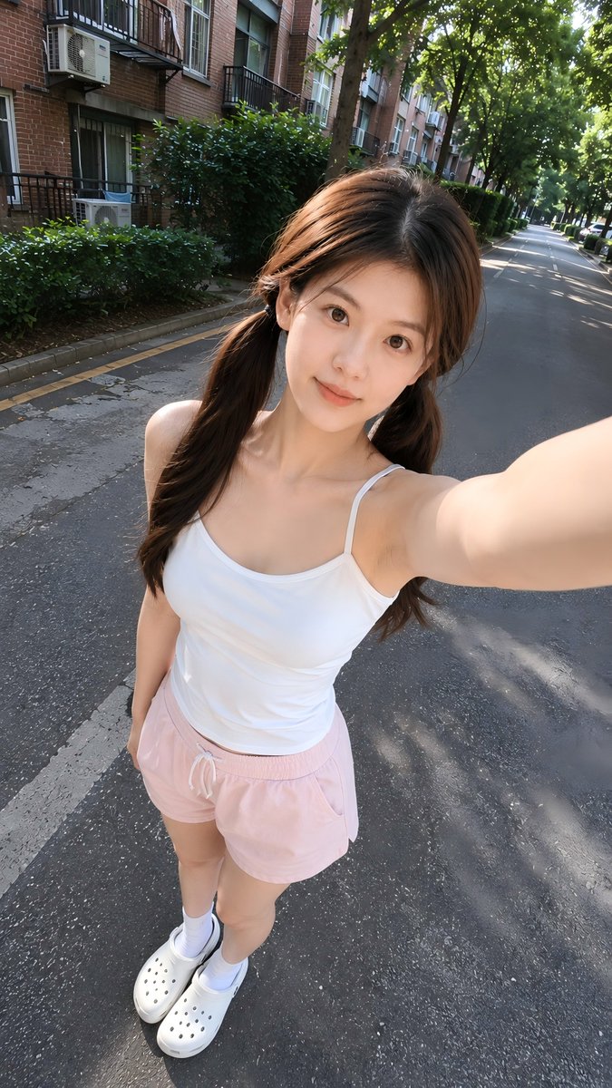 High-Angle Summer Street Selfie