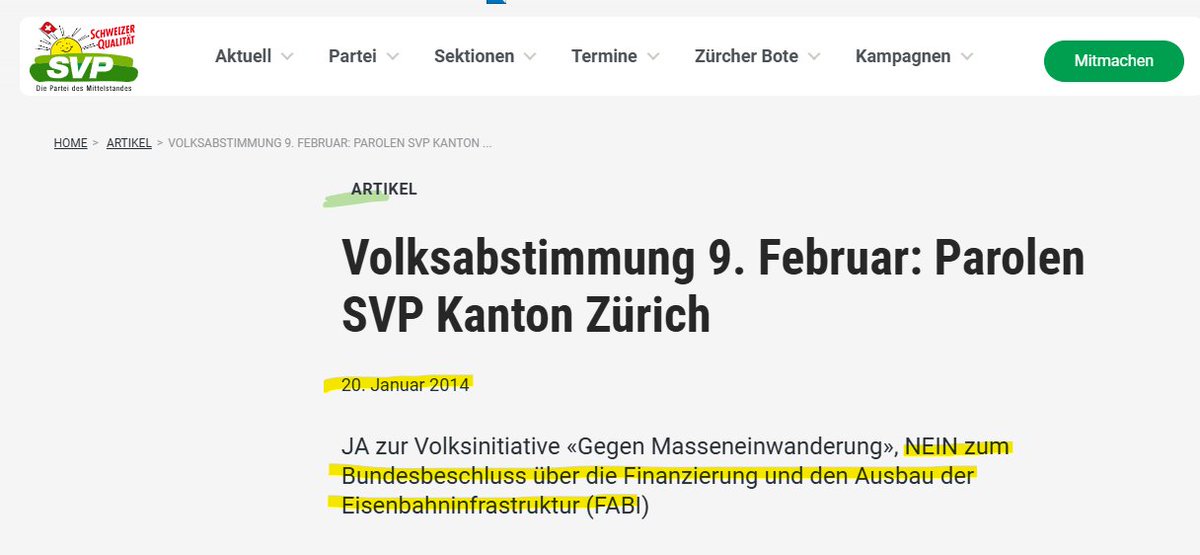 Die #SVP beklagt volle Züge und gibt der Einwanderung schuld.

Aber es ist genau diese SVP, die den Ausbau des Bahnnetzes konsequent bekämpft. 

Es geht der SVP weder um Züge, noch um Wohnungen. Kriechen wir ihr nicht auf dem Leim!