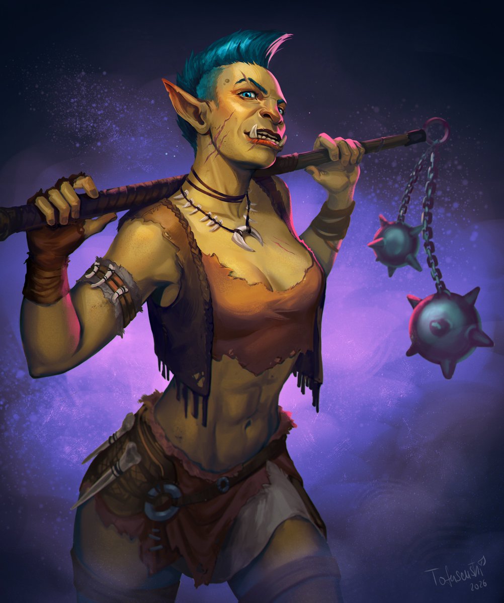 Tofusenshiart's tweet photo. Personal piece💀❤ How do we name her? 😇

#orcs #orc https://t.co/EPRwTtQm3S