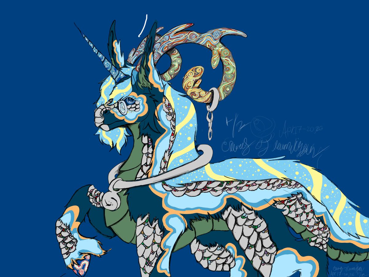 Took my time on this one and finally figured out how to get it right on saving it 

This took a while and I really love how it turned out 

#kirin #qilin #digital #art #artwork