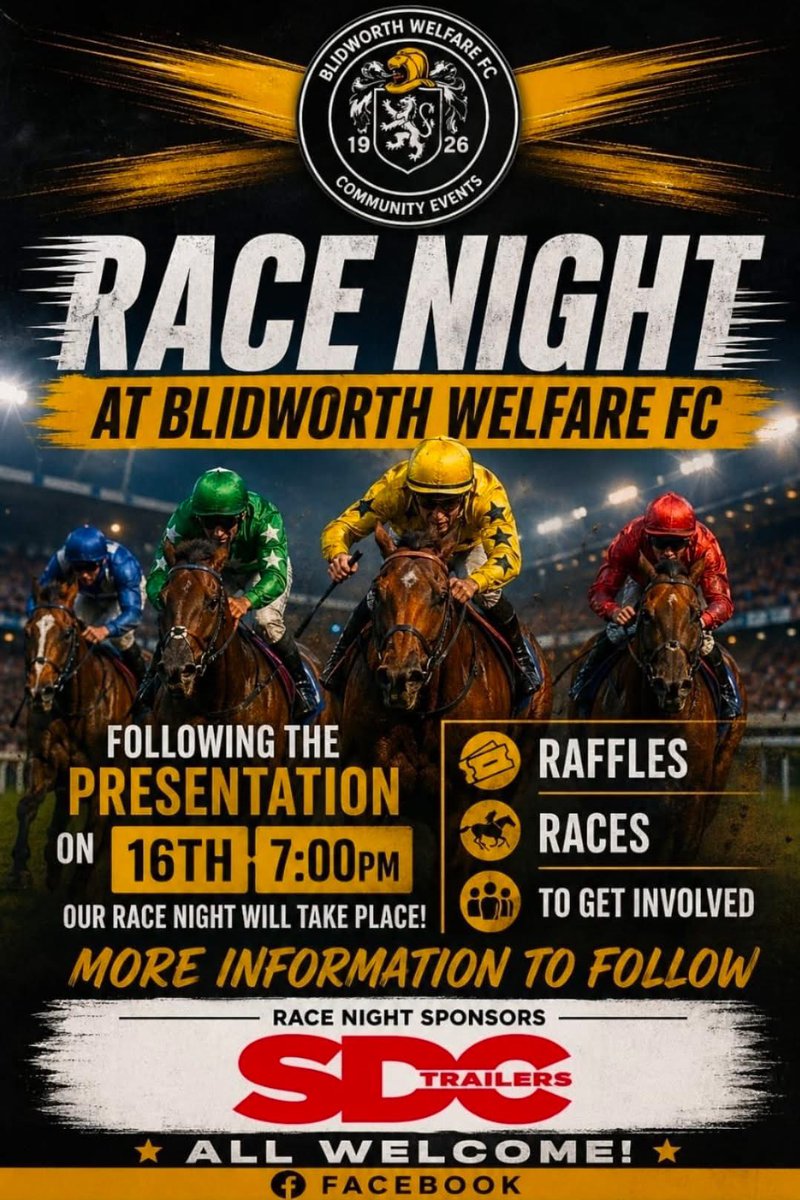 BlidworthFC's tweet photo. Our race night is  getting closer next Saturday 16/5 we still
have 17 horses left to sell at £5 each if anybody is interested please message us and we will give you details thanks in advance 🔴⚫️⚽️🏇🏇🏇 https://t.co/IaP5Cx4pS6