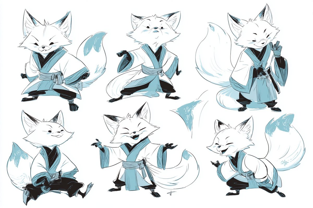 Minimalist Line Art Character Reference Sheet