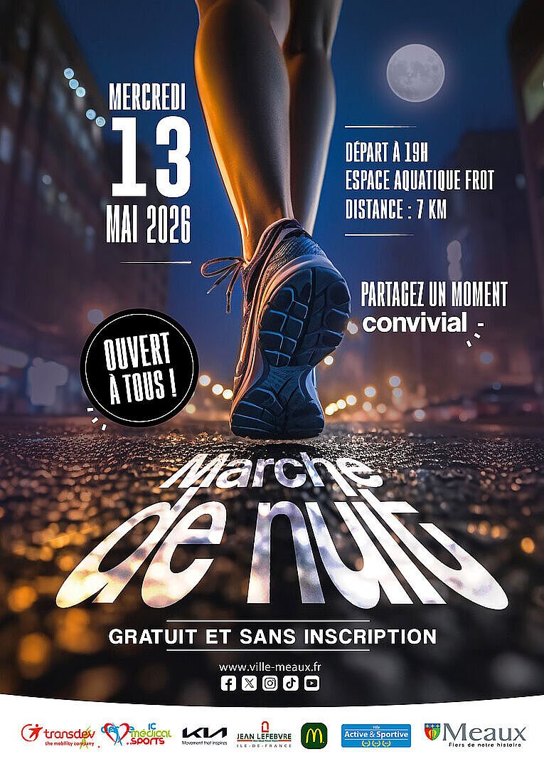 MeauxOurcq_IDFM's tweet photo. 🌜 Marche de nuit 🌜
📅 Mercredi 13 mai 2026 – départ à 19h
📍 Espace aquatique Frot à Meaux
🚶‍♀️ 7 km
🎟️ Gratuit &amp; sans inscription
🤝 Venez partager un moment convivial !
👉 Ouvert à tous
ℹ️ Plus d’infos : https://t.co/FuVZaIYzje https://t.co/lO2NYKOE6Q
