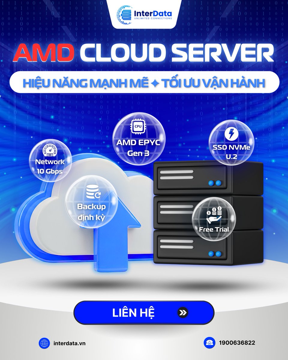 Interdatavn's tweet photo. AMD CLOUD SERVER - HIỆU NĂNG MẠNH MẼ, TỐI ƯU VẬN HÀNH #InterData #AMDCloud #CloudServer #AMD https://t.co/OzhzuX3S3I