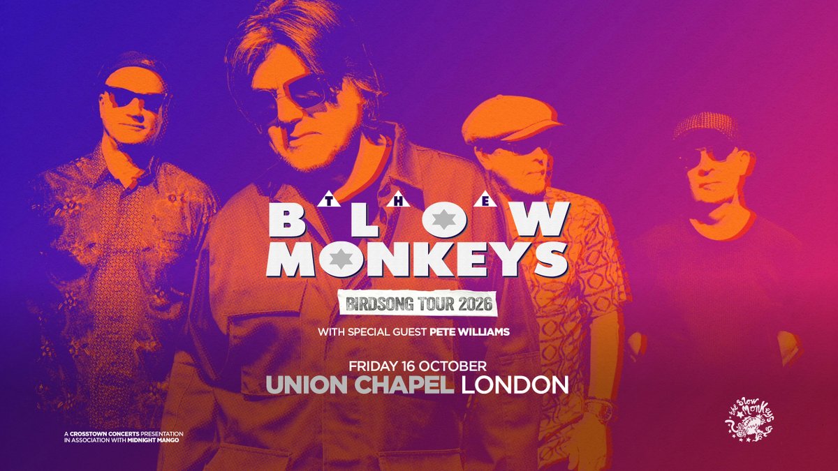 Just Announced 💥Pete Williams is the special guest as soulful new wave troubadours THE BLOW MONKEYS bring new music to our London chapel space on Friday 16 October.

Info and live show tickets at unionchapel.org.uk/venue/whats-on…