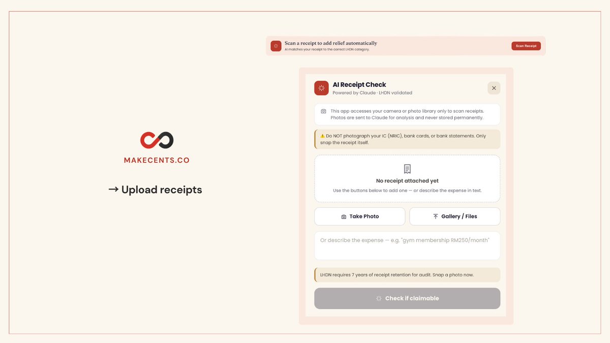 makecentsdotco's tweet photo. 2/5: You upload your receipts. Take a picture from your phone or just simply upload a picture or PDF. https://t.co/8gekutfhG2
