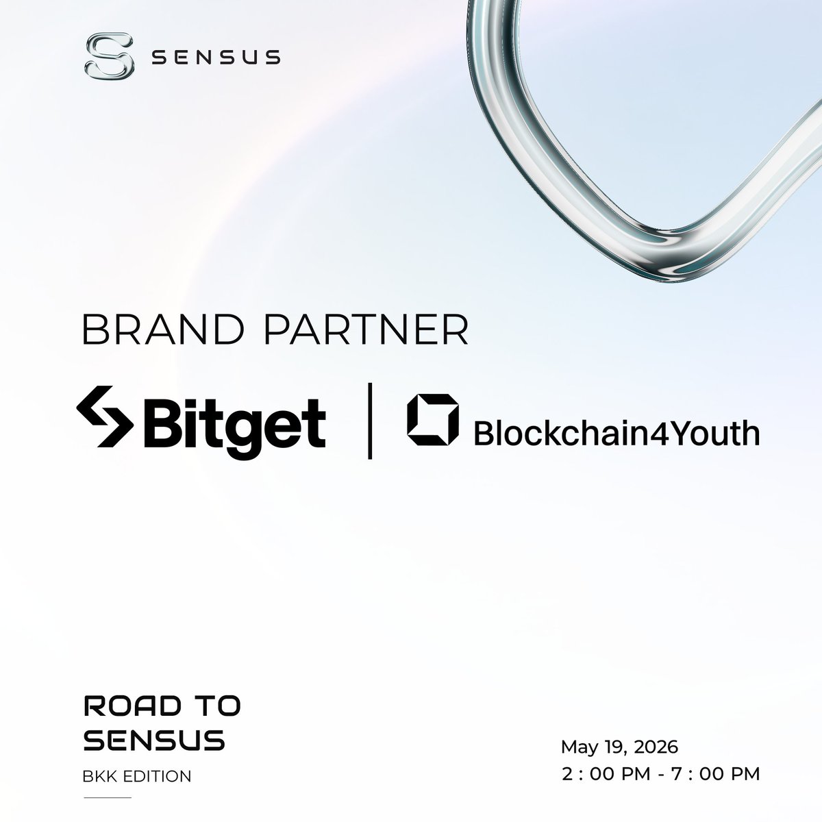 SensusHQ's tweet photo. We are pleased to welcome @bitget Blockchain4Youth Program as a sponsor of Road to SENSUS: BKK Edition.

Blockchain4Youth by Bitget is a global initiative focused on empowering the next generation through Web3 education, practical learning opportunities, and ecosystem engagement. Through courses, campus activities, certifications, and career pathways, the program helps young talents grow from learners into future Web3 builders.

Together, we aim to bring an educational spotlight to Road to SENSUS: BKK Edition and support communities exploring the future of Web3.

📅 May 19, 2026
📍 Bangkok, Thailand
🔗 Register: https://t.co/3ZyPBlSorT

#RoadToSENSUS #SENSUSBKK #Bitget #Blockchain4Youth  #Web3‌‌