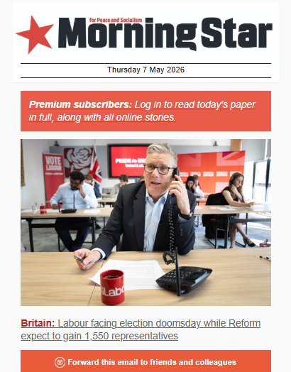 Labour4S's tweet photo. Reject the capitalist variants and receive a daily dose of socialism in your inbox. Sign up to the free Morning Star daily newsletter here: https://t.co/Gh9s9sImft https://t.co/eVxq7KskRQ