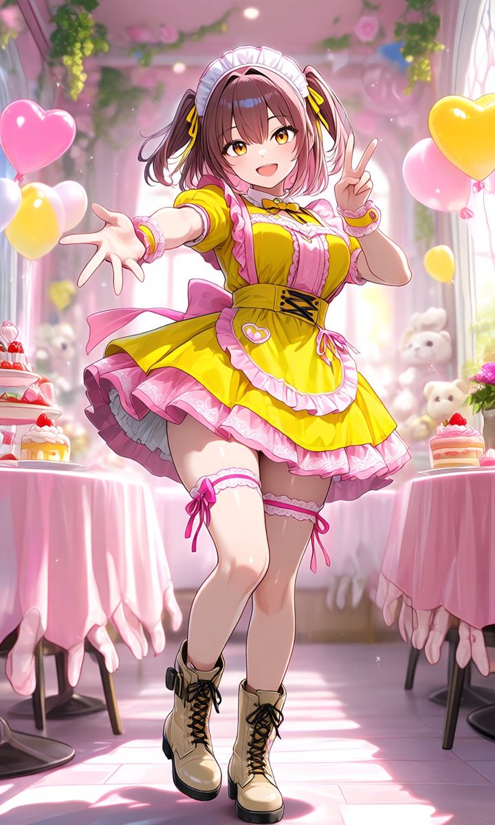 あいちゃん専用ページ♡ こんばんは🌙 キラキラメイドさんできました😄 左がアニメスタイル 右