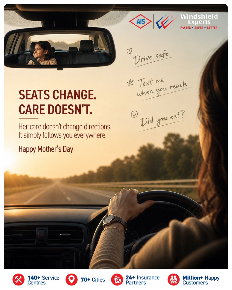 WindshieldExprt's tweet photo. Because every drive feels safer when it’s backed by her care.

Happy Mother’s Day from AIS Windshield Experts.

#MothersDay #WindshieldExperts https://t.co/MQ8NV7EHUi