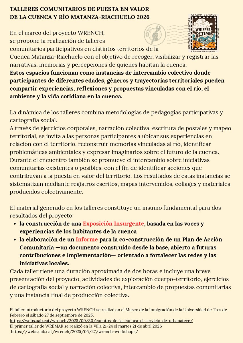 CELIV_UNTREF's tweet photo. 🔉 Este sábado 9 de mayo 📅 10.30 am 🗓️ la Corporación Arqueoterra con la Comunidad Tres Ombúes realizarán este encuentro en La Matanza para registrar, visibilizar, reivindicar los relatos, la memoria histórica de la violencia simbólica y las transformaciones de la Cuenca. https://t.co/BNLpffAL1d