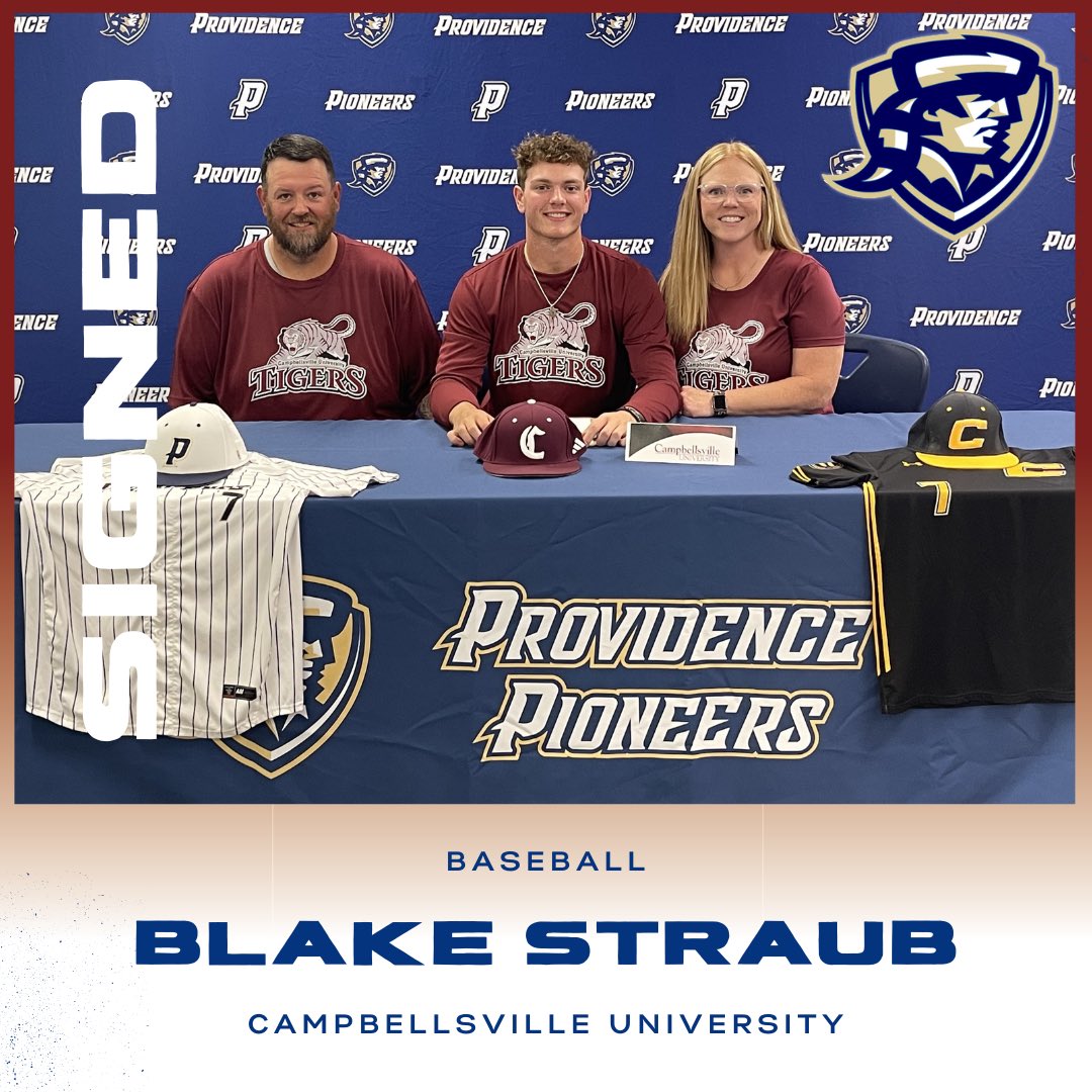 ProvidenceAD's tweet photo. 🎉 Congratulations to Blake Straub!
Baseball | Signed with Campbellsville University
Providence Athletics is proud of you! #BluePride https://t.co/kYKk5dJahx