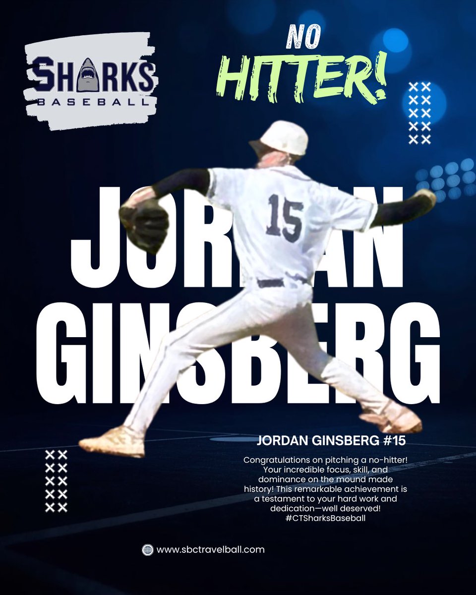 baseball72715's tweet photo. #CTSharksBaseball OG Jordan Ginsberg pitches a No-Hitter in Tuesday’s Game vs Bridgeport Central! 👏 👏 https://t.co/cxflxC7ZNQ