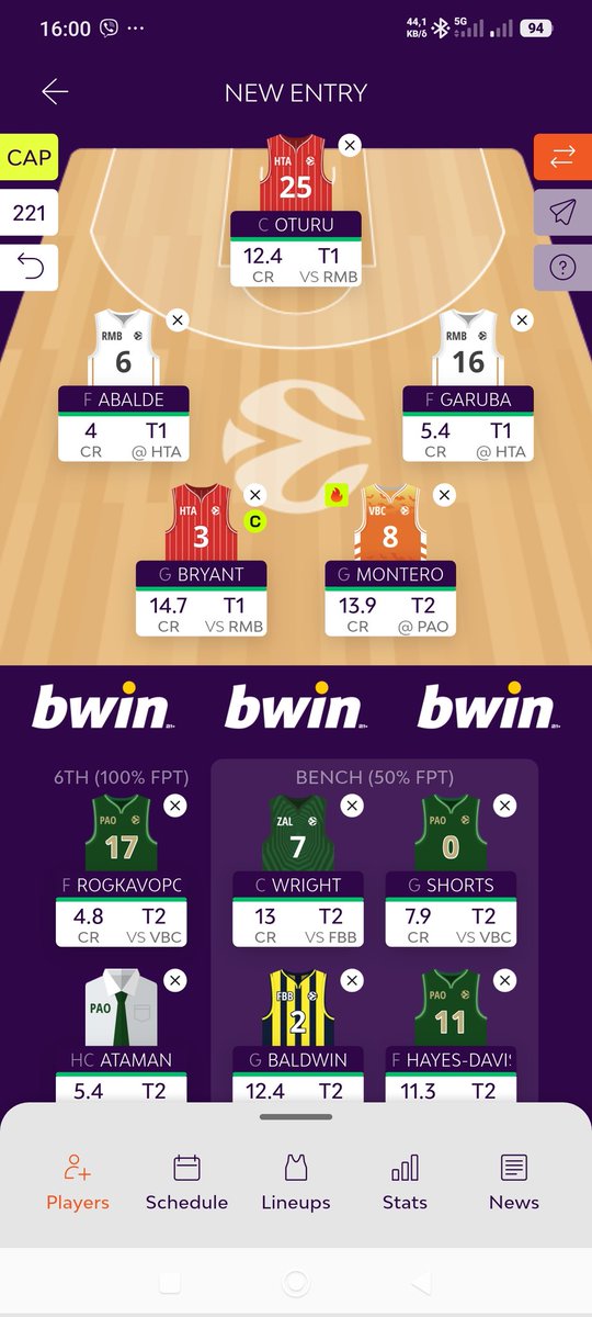 NewEntryIlias's tweet photo. 🏀 PLAY OFF R4
🧱 With solid centers
🔥 Oturu
💪 Wright
🛡️ With upgraded guards
👑 Bryant (Captain)
⚡ Montero
🎯 Baldwin
🚀 Shorts
📉 Except Hayes-Davis
💸 Going with budget forwards
🛠️ Garuba
⚪ Roga
🔴 Abalde
#EuroLeagueFantasy #EuroLeague #ELFantasy https://t.co/vyQAngzPg7