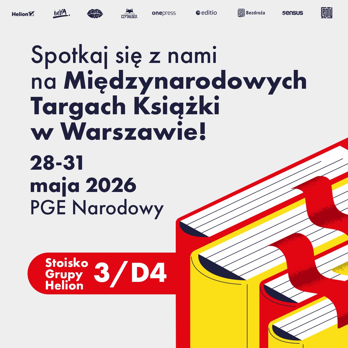 WydawnictwobeYA's tweet photo. Cześć Warszawa! 🔥 widzimy się już 28-31 maja🫶

Nie może Was zabraknąć na PGE Narodowy, który zmieni się na tę kilka dni w książkowe centrum Polski 📚

Zapraszamy na stoisko Grupy Helion nr 3/D4 👈

A także na piątkowe i sobotnie spotkania z naszymi autorami 🩷harmonogram ⬇️ https://t.co/VOahgzi8aX
