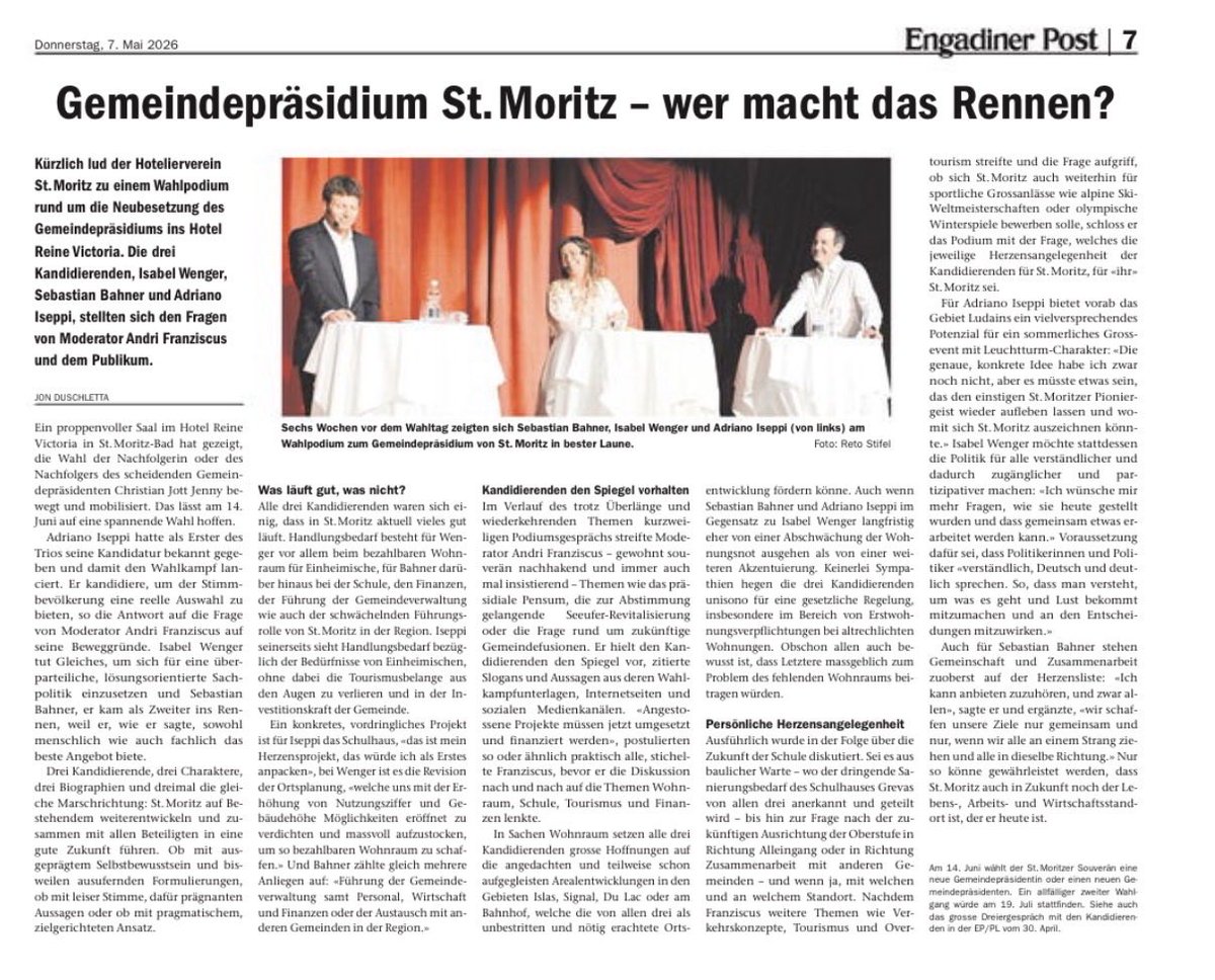 A_Franziscus's tweet photo. Auslegeordnung in der Engadiner Post. #podium #stmoritz #gemeindepräsidium https://t.co/EtvhXOTuzH