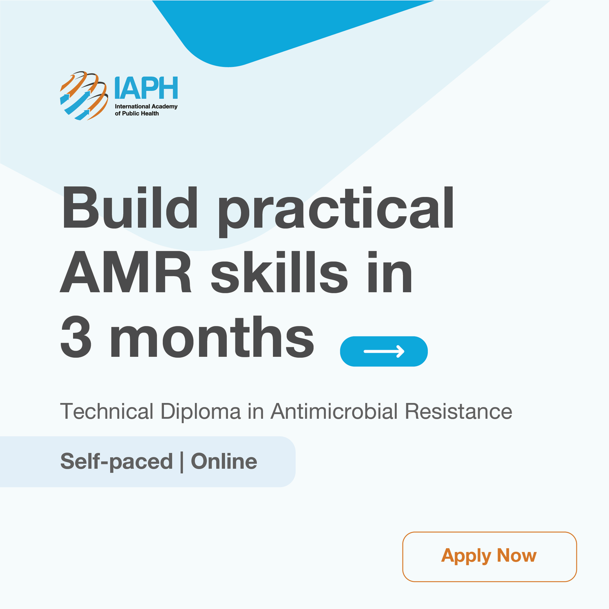 IAPHorg's tweet photo. 🦠 Antimicrobial resistance is shaping the future of public health.

This diploma equips you with the skills to understand, monitor, and respond to AMR across systems and sectors.

Start building practical expertise →

🔗Apply now: https://t.co/Q51iNq8wll

#AMR #OneHealth #PublicHealthEducation #GlobalHealth #IAPH