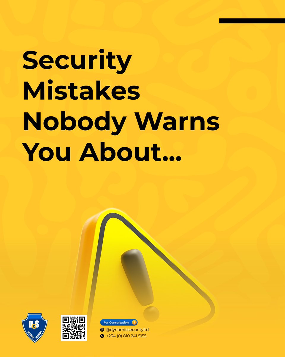 Dynamicgroups01's tweet photo. Think you’re safe? Think again. 👀  

5 common security mistakes are happening daily across PH.  
Swipe to fix yours before it’s too late.  

Call/DM DSG Security → 
+234 (0) 810 241 5155  
#DSGSecurity #SecurityPH https://t.co/FJZQPOU4Dp