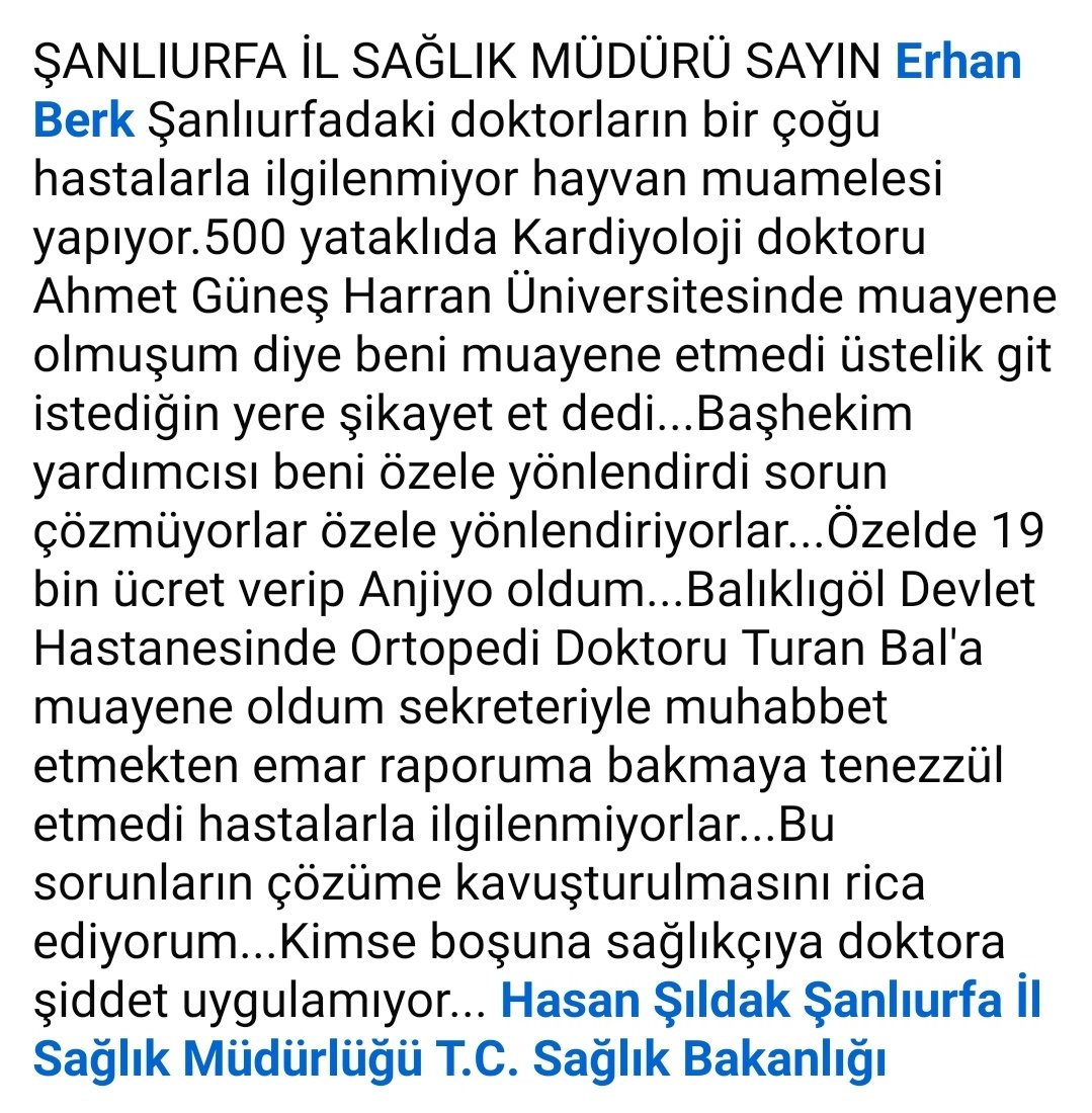 EbeIbrahim's tweet photo. @ErhanBerkDR @hasansildak @sanliurfaism @saglikbakanligi @UrfaValiligi https://t.co/AFms6PyYIx