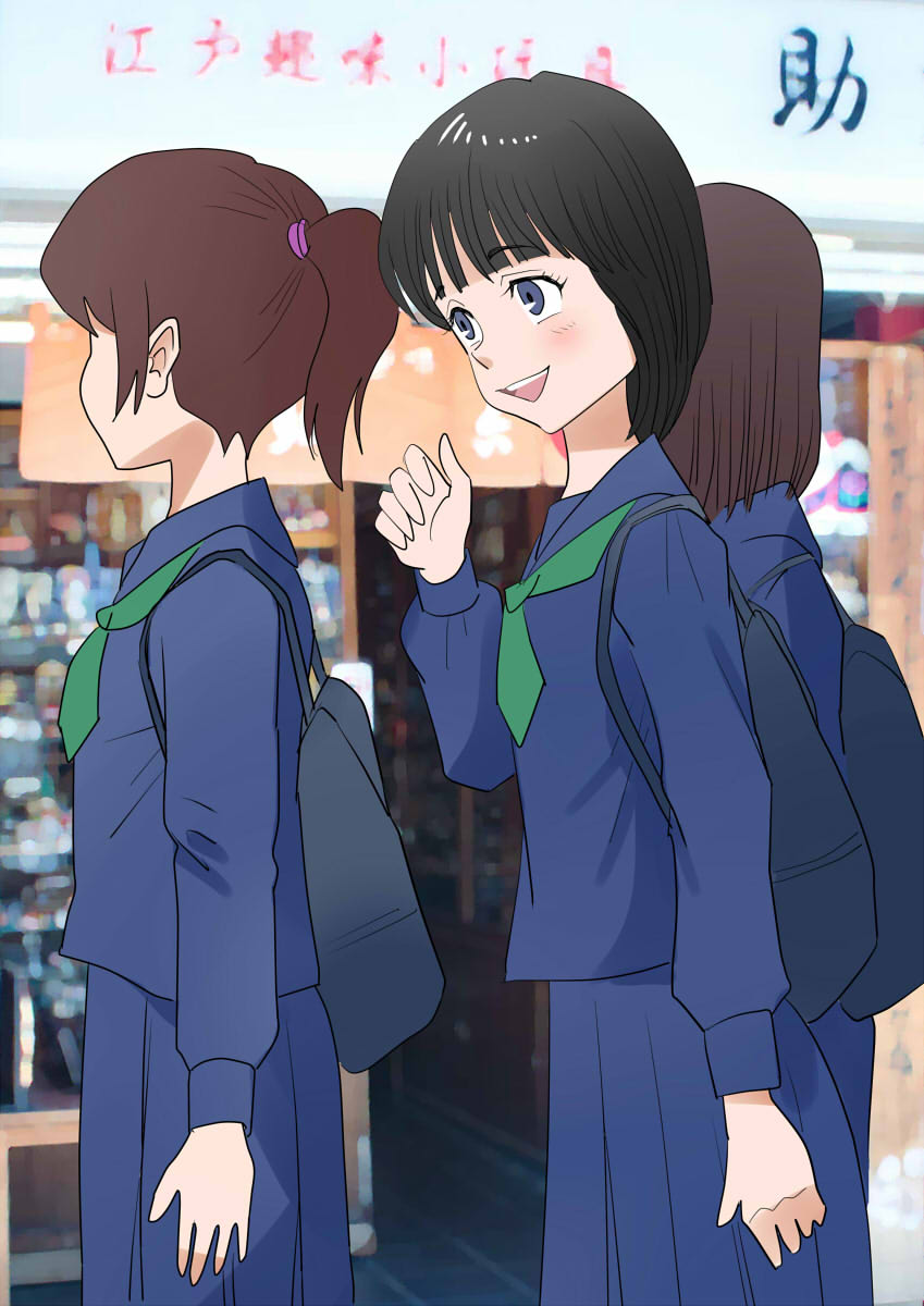 浅草ですれ違った修学旅行の中学生　
広瀬すずの全盛期くらい可愛かった　
この年代だと男子すら若干可愛い😾　
＃イラスト
