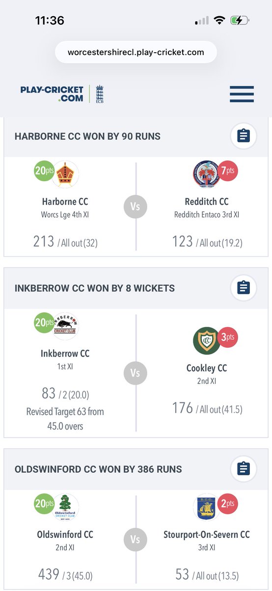 WorcsCL's tweet photo. Week 3 results and table for WCL Division 7 North: 

@oldhalesCC25 beat Enville 3rds by 16 runs 

@FeckenhamCC 2nds beat @HighleyCricket by 21 runs 

@HarborneCC 6ths beat @REDDITCHCC 3rds by 90 runs https://t.co/AkDswkfPTQ