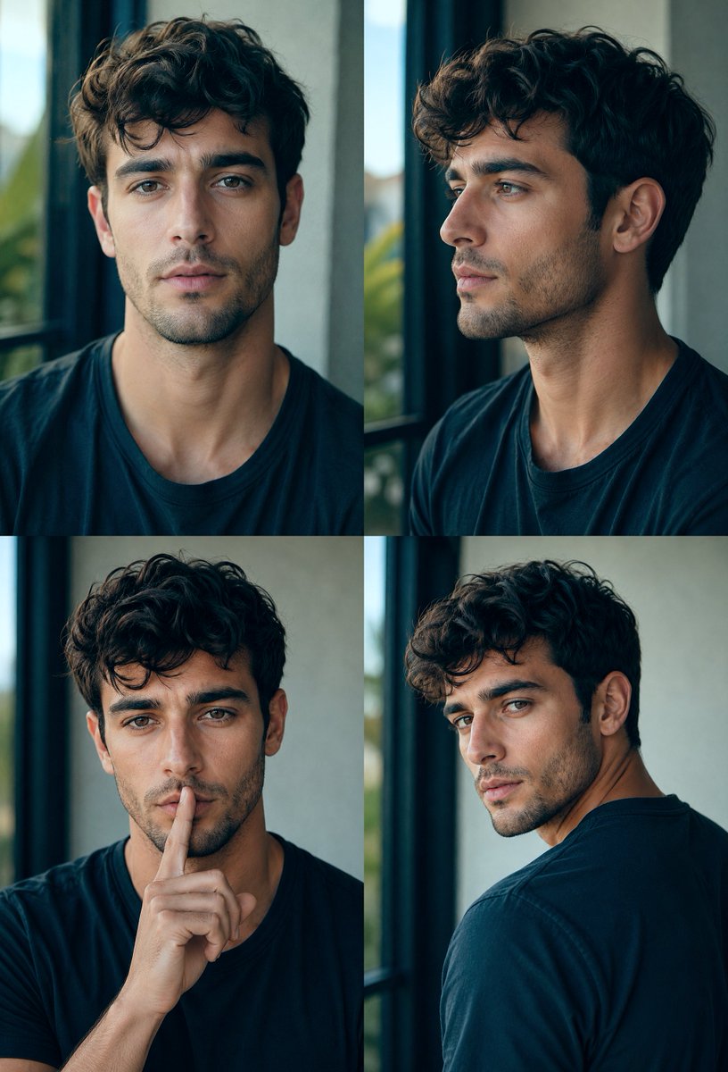 Four-Panel Male Hairstyle Reference