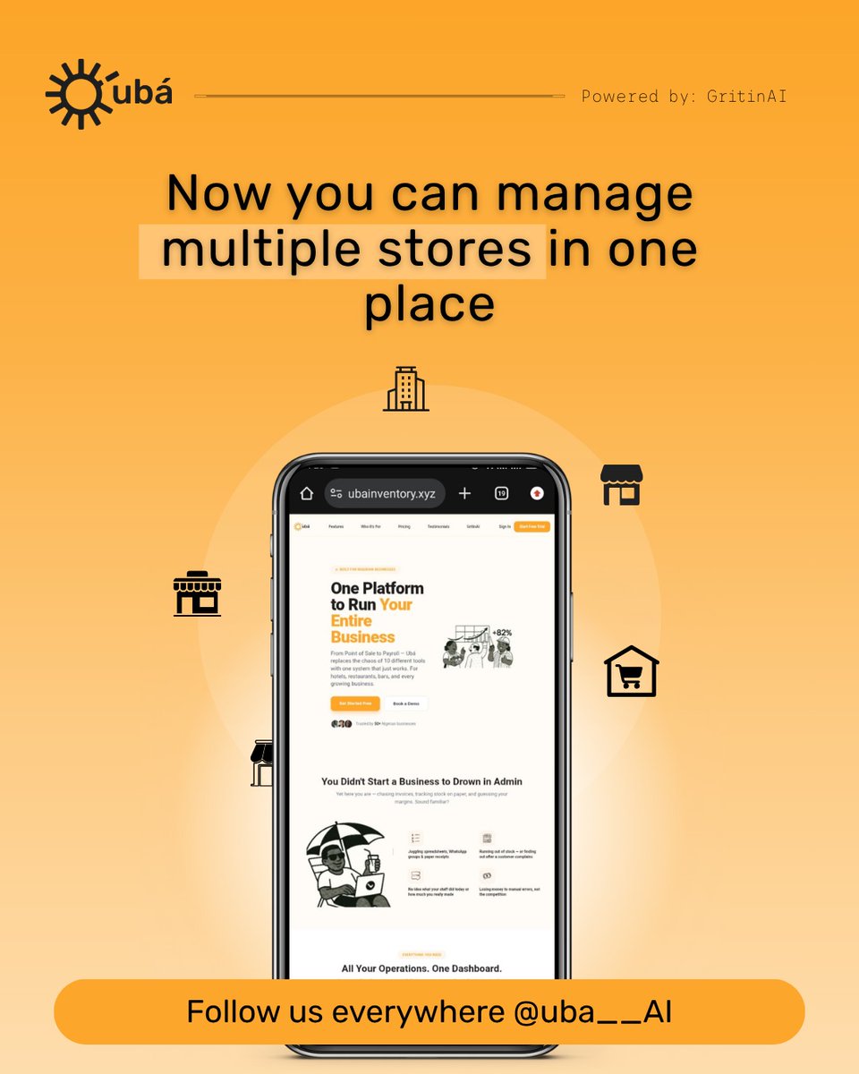 Uba__AI's tweet photo. Time's up, running a business should no longer Nigeria feel confusing.

Ubá gives you the clarity you need to move with confidence every day. https://t.co/YhWfpPaPU3