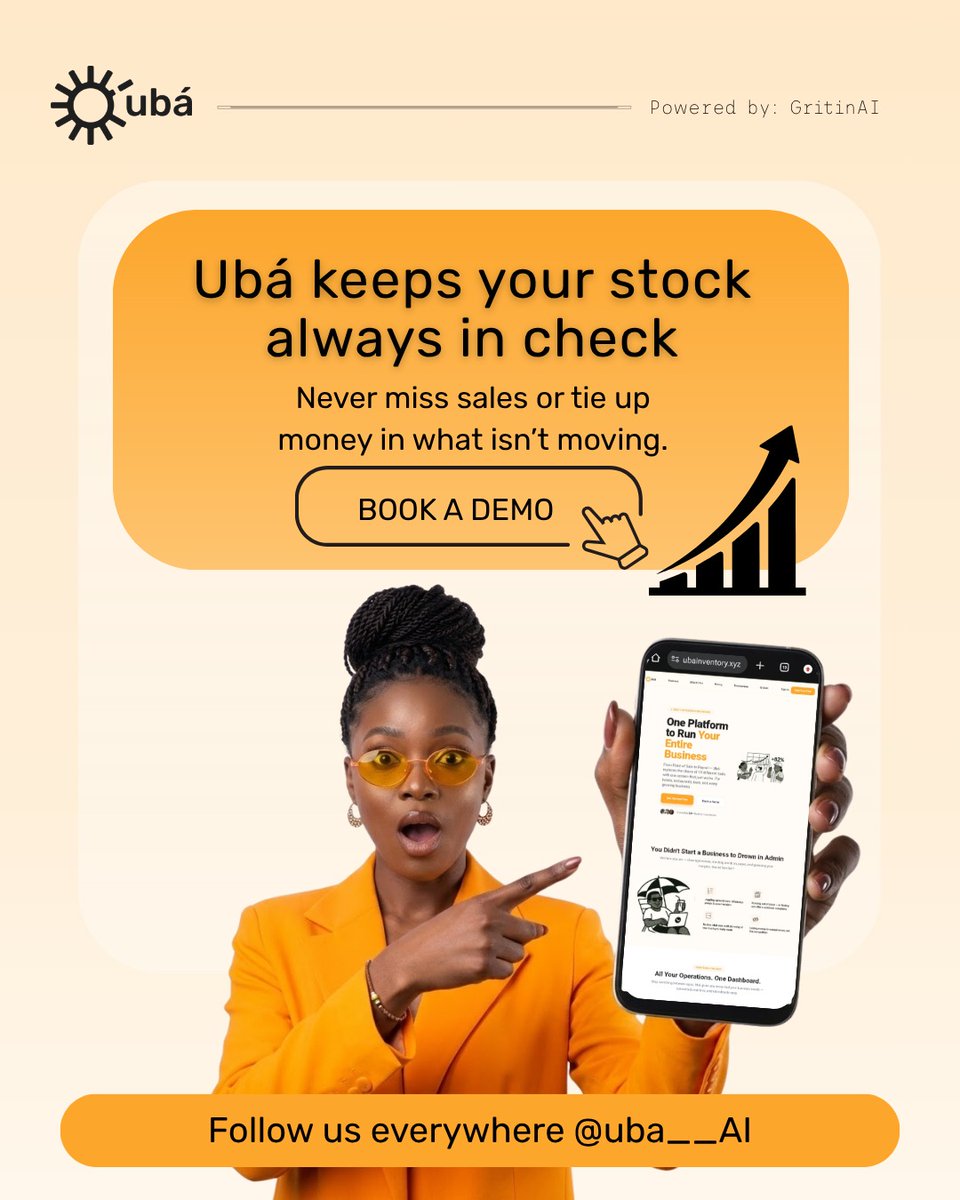 Uba__AI's tweet photo. Time's up, running a business should no longer Nigeria feel confusing.

Ubá gives you the clarity you need to move with confidence every day. https://t.co/YhWfpPaPU3