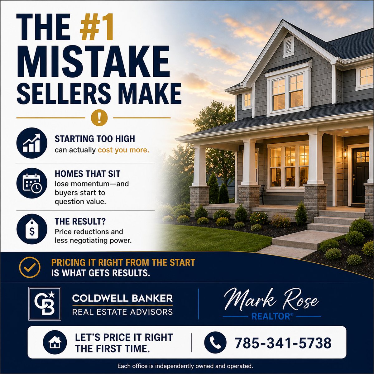 MarkRoseRealto1's tweet photo. The biggest mistake sellers make?
Starting too high.
It might seem like a good strategy—but in reality, it can slow everything down.

Mark Rose Coldwell Banker Real Estate Advisors
 785-341-5738
#MHK #RealEstate #Manhappiness https://t.co/9Vj0JCDLLz