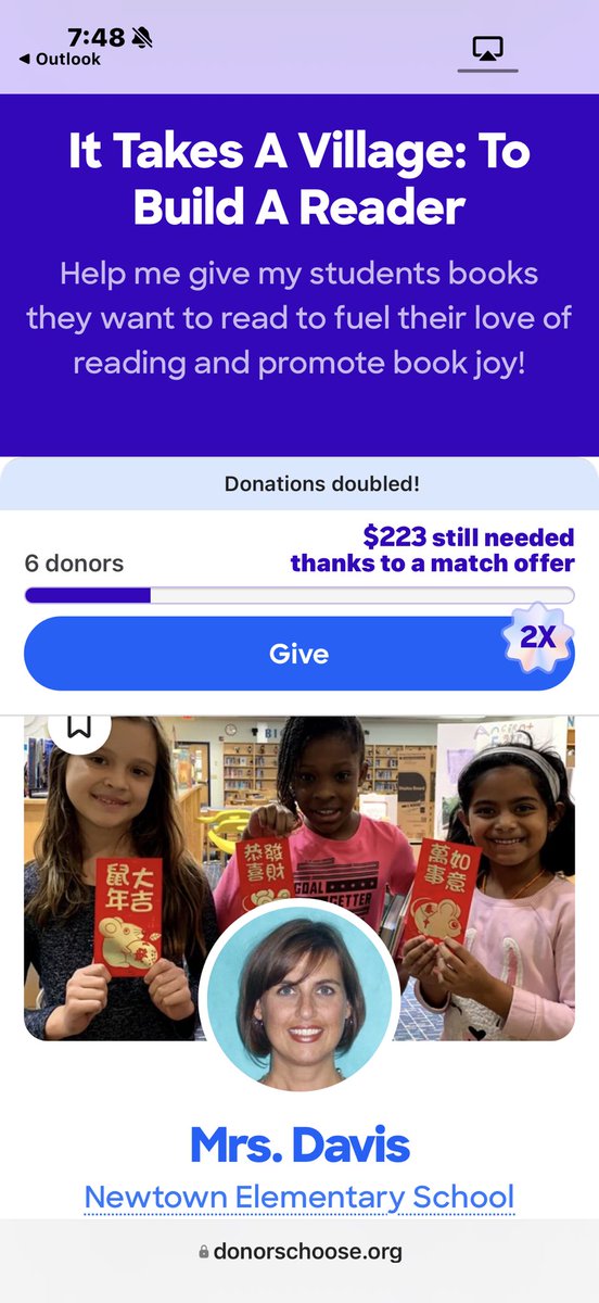 LHDavis2209's tweet photo. @MelissaKumanski @hclark444 @DonorsChoose I’d love to see some movement on this project to support our school library! Your $5 becomes $10 while matching funds from @sonicdrivein last! Please consider a repost or sprinkle to help spread #bookjoy #donorschoose https://t.co/7LSUgX9ujv https://t.co/bVlfbyhsXm