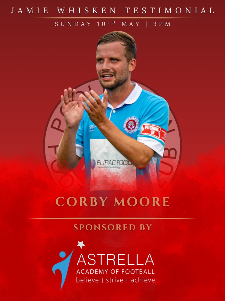 PooleTownFC's tweet photo. WANT TO SPONSOR A PLAYER FOR WHISK’S TESTIMONIAL‼️🤔

If you are interested in sponsoring a player for Jamie Whisken’s testimonial match, then please contact: ben.edgell@pooletownfc.co.uk

Poole Town XI 🆚 Adam Lallana XI👊
Sunday 10th May | 3pm| Tatnam📆

🎟️ https://t.co/OFZppooR7y

#COYD🐬