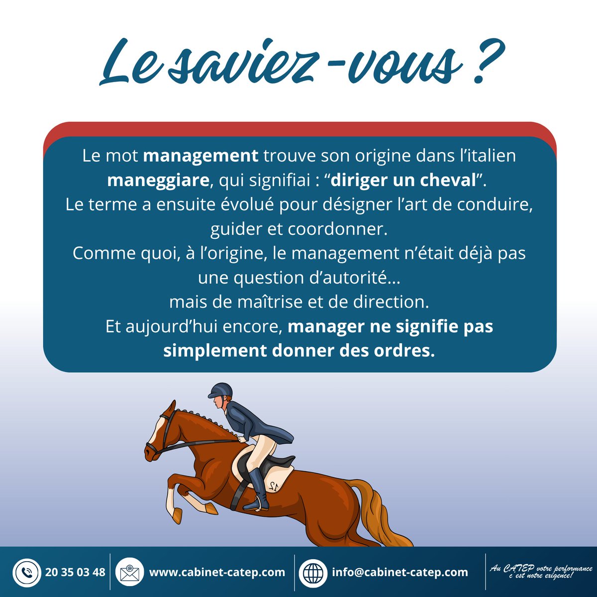 Cabinet_CATEP's tweet photo. 🔎 Saviez-vous d’où vient le mot “management” ?

#Management #Leadership #Organisation https://t.co/4rdM94Ehkk
