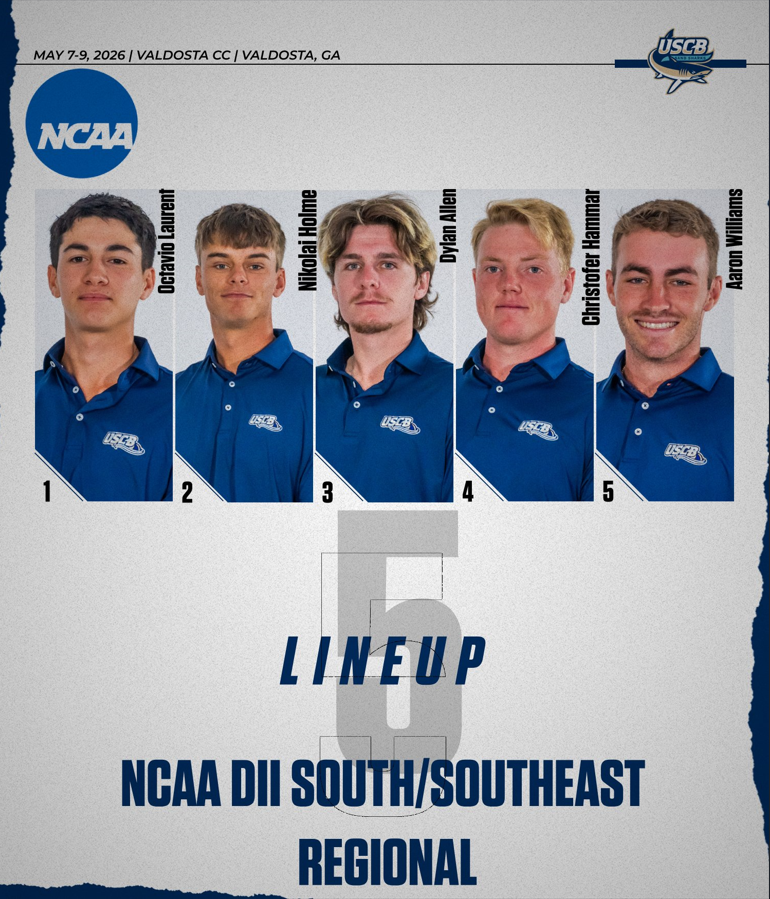 USCBAthletics's tweet photo. Its the first day of the three day regional! @USCBMGolf  is in Valdosta, GA for the NCAA DII South/Southeast Regional! The Sand Sharks first tee time is 7:30 a.m. at Valdosta Country Club! 
#FINSUP https://t.co/o8jy69S7SM