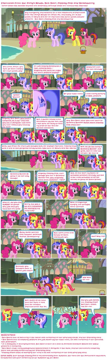 Interviews From The Pony's Mouth - Sea Swirl, Flippity Flop and Beachberry 🌊🐬🩴🍒 (comic by me)