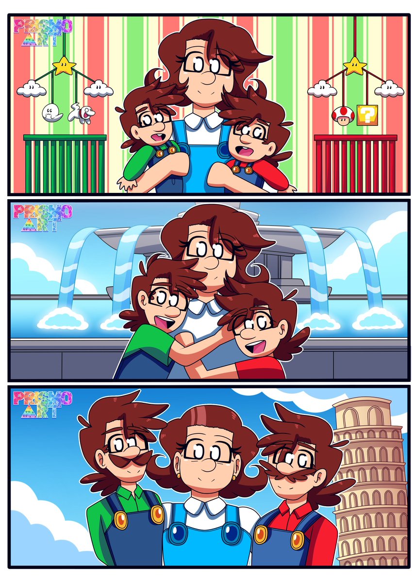 PrismoArt's tweet photo. 💙 Memories 💚 ❤️ 
△
△
△
△
△
△ 
#SMB #SuperMarioBros #SuperMarioGalaxyMovie #Mario #Luigi #PrincessPeach #PrincessDaisy #Rosalina #Illustration #Fanart #Anime #Art #Luaisy #screenshot https://t.co/AufxluV3q8