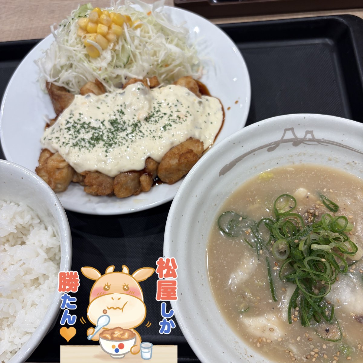 もう一個のテスト販売が気になり、また松屋に来ちゃいました（╹◡╹）

宮崎グルメの「冷や汁」と「チキン南蛮」です！

今週のテスト販売、食べていただけた方、感想をお待ちしております‼️

↓販売店舗はコチラ↓
pkg.navitime.co.jp/matsuyafoods2/…

#松屋 #無くなり次第終了 #売り切れの際はご容赦ください