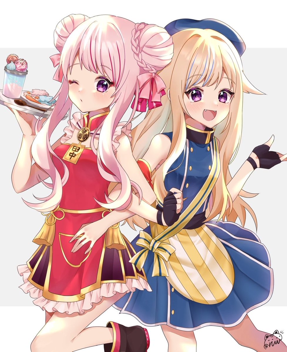ruu_gon's tweet photo. メイド喫茶で働く二人の二次創作とても見たい(過去絵です) https://t.co/nDvC4CX8h4