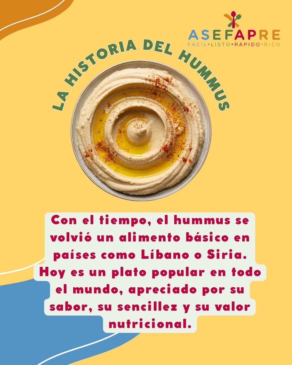 asefapre's tweet photo. #DíaMundialdelHummus:
Desde ASEFAPRE celebramos uno de los platos más queridos de la gastronomía de Oriente Medio. 

En #LaHistoriaDelHummus te contamos el #origen de esta deliciosa receta milenaria que, con ingredientes simples, ha conquistado mesas en todo el mundo. 🌍 https://t.co/NzCKABb895
