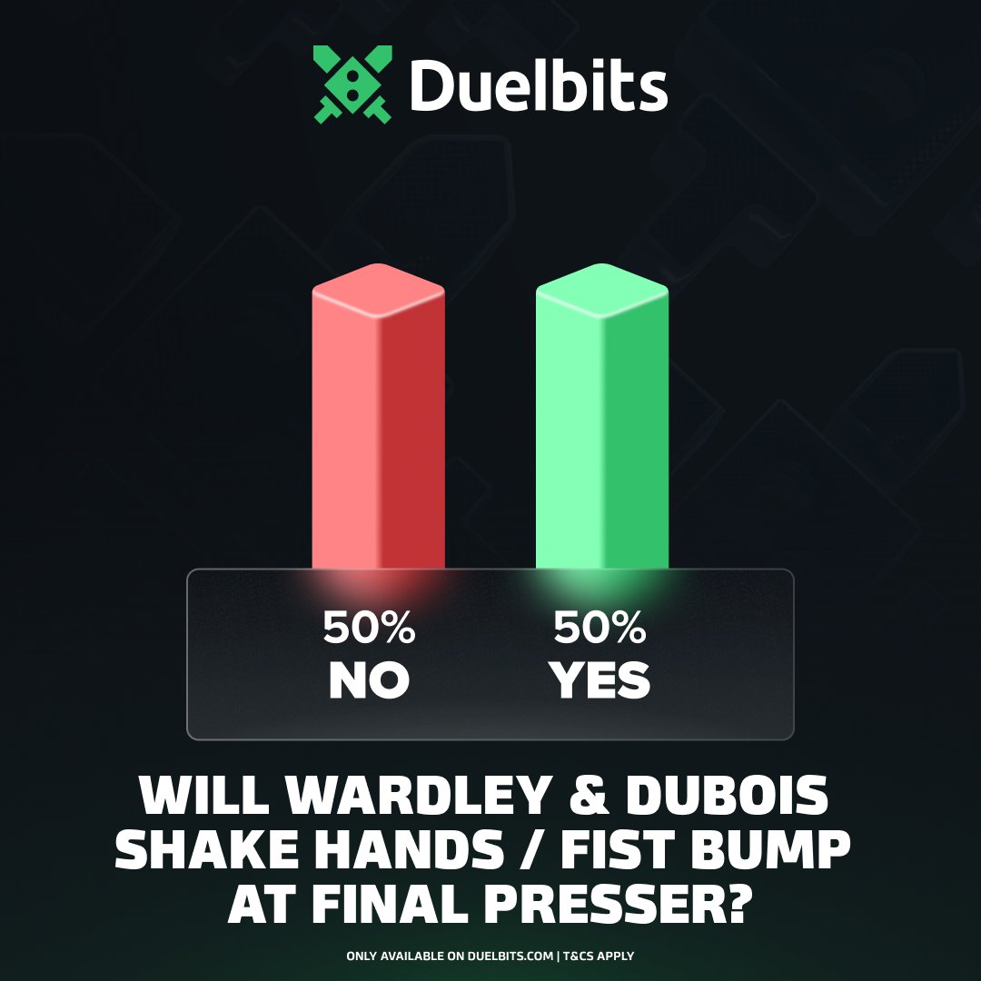 DuelbitsPredict's tweet photo. Wardley called Dubois a "bin man" this week. 

> Wardley - unbeaten WBO champion
> Dubois - knocked out Anthony Joshua last year

Civil or chaos? Predict the final presser on Duelbits.

#WardleyDubois | #Boxing