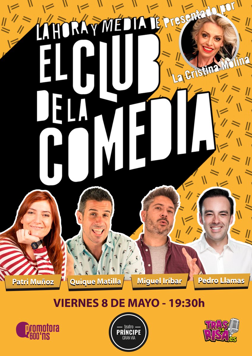 TrasLaRisa's tweet photo. Consulta la cartelera de este FINDE de #LaHoraYMediaDeElClubDeLaComedia 😎

Te esperamos en el #TeatroPríncipeGranVía para divertirnos a lo GRANDE 🎉

Compra tus entradas 🎟 https://t.co/YUWO1xhIDE

#MonólogosTrasLaRisa #teatro #humor https://t.co/gzrJw303H3