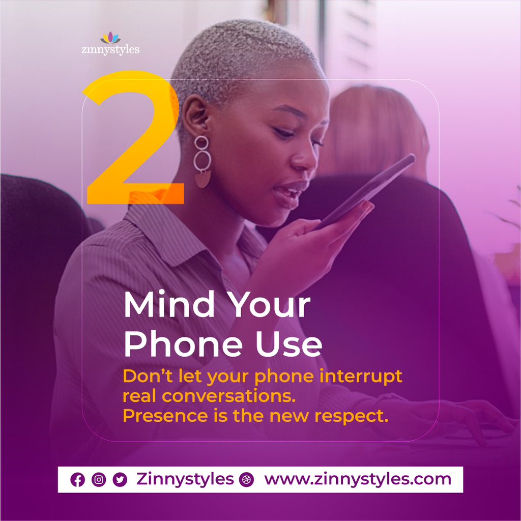 zinnystyles's tweet photo. 2026 etiquette everyone should master: Respect people’s time, arrive on time, stay present, and put the phone away. Presence is the new luxury. #Manners #Etiquette https://t.co/pVG5rMnUKd