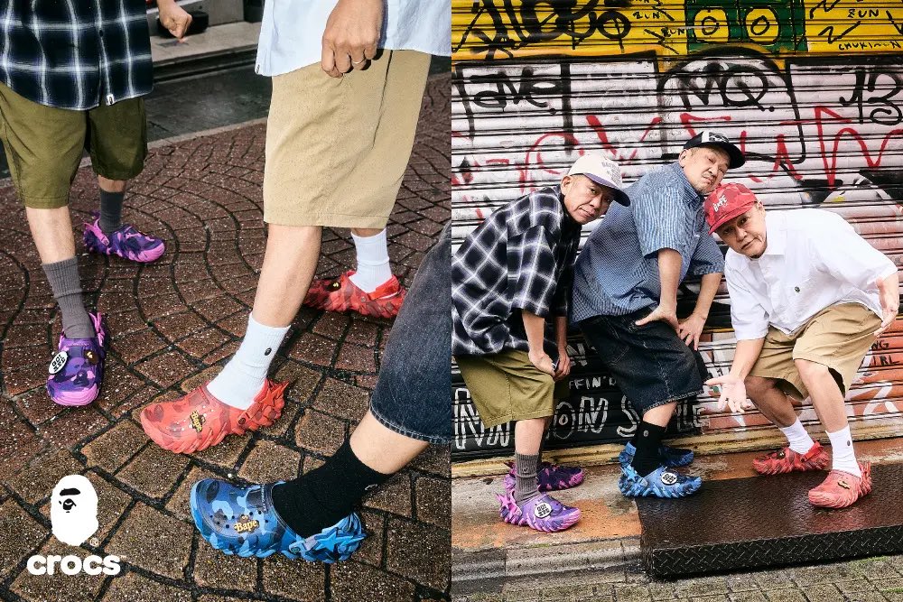 BAPE®︎ x Crocs コラボサンダル第2弾が国内5月9日（土）／5月12日（火