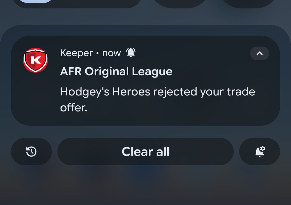 captaincaple's tweet photo. @KeeperAFL I might be going blind, but on the website where do I see the trade notification? I proposed one - got a notification on the app but I can't see where on the website I should see it. https://t.co/vuJe4CBSCg
