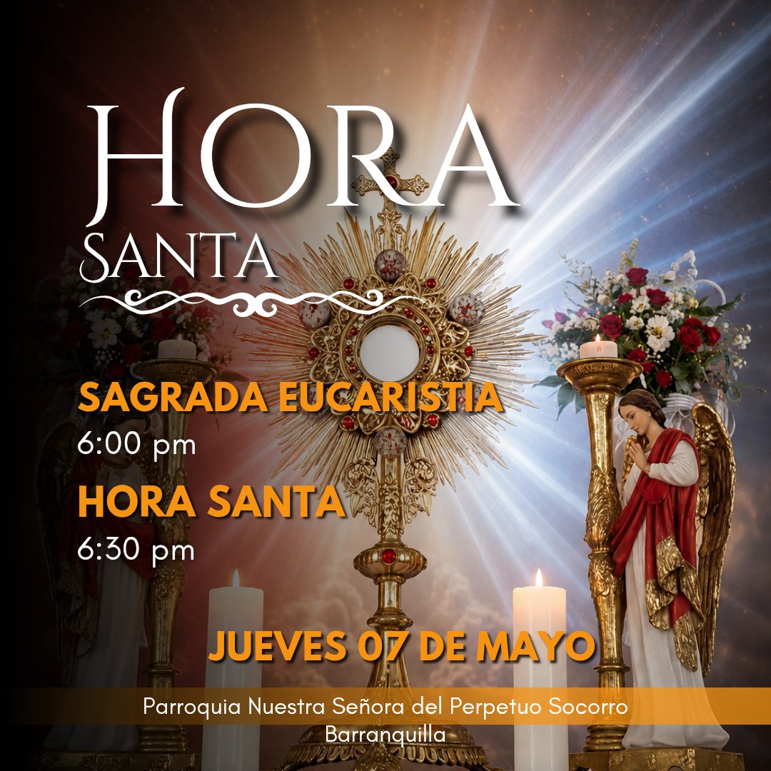 PptuoS's tweet photo. 🙏 Jueves Eucarístico: Acompáñanos hoy a las 6:00 p. m. en nuestra parroquia. Tendremos Eucaristía seguida de la Hora Santa. ¡Jesús Sacramentado te espera! https://t.co/yvwavIOQHw