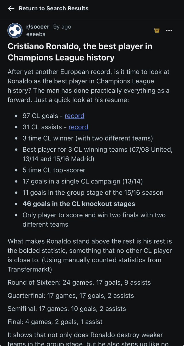 fredcrx_'s tweet photo. Pre 2017 Ronaldo (32 years old) was already considered by many as the Greatest CL player of all time and yet he still ended up having a the best campaign ever the same year and having some of the most impressive ties ever in 2018 &amp; 2019 between ages 32-34.

Just built different. https://t.co/4jLSjlUIsN