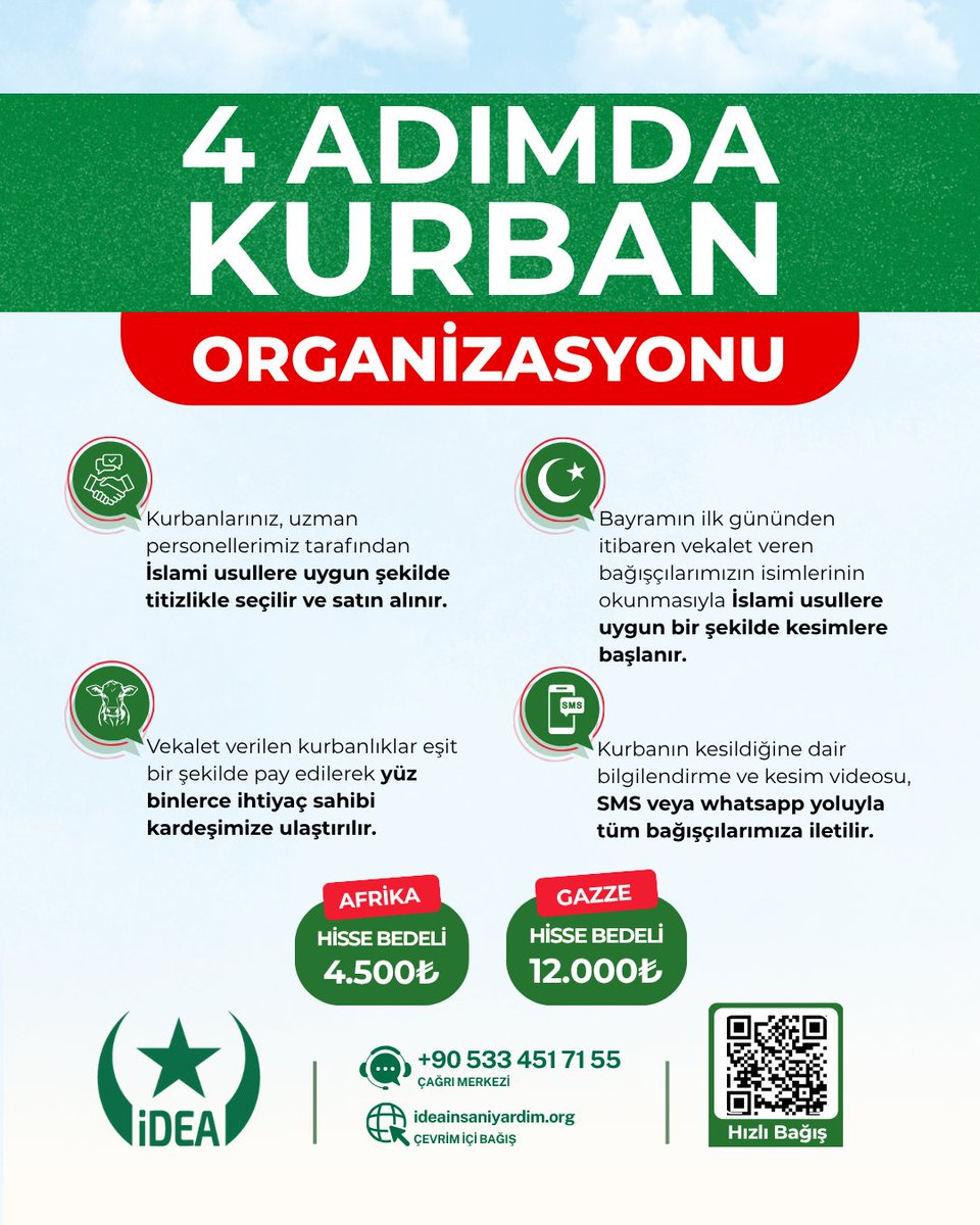 ideayardim's tweet photo. Emanet ettiğiniz Kurbanlarınızı; Gazze ve Afrika ülkelerinde, İslami usullere uygun bir şekilde kesecek, daha önceden tespit edilen ihtiyaç sahiplerine ulaştıracak, videosunu sizlere ileteceğiz. 
Hisse Bedeli:
Afrika 4.500 TL
Gazze 12.000 TL https://t.co/tSJFIieTqQ