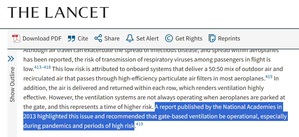 Important nuance related to the flight attendant hospitalized and being tested for hantavirus:

--> the sick individual was removed from the plane *before* the flight
--> I've been warning, for over a decade now, that airlines not running ventilation while at the gate means the