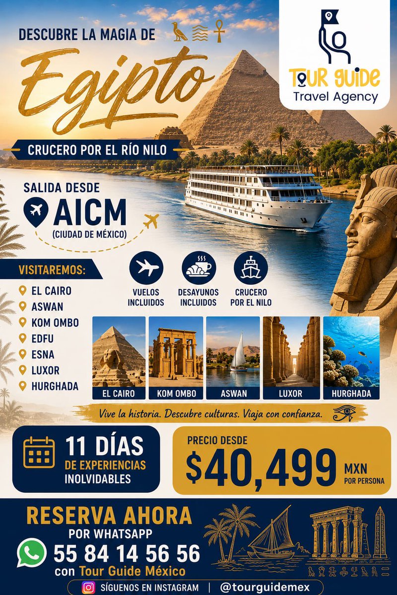 TourGuideMex's tweet photo. Viaja y conoce Egipto 🇪🇬 de manera segura y divertida. https://t.co/lYpx3pIxtg